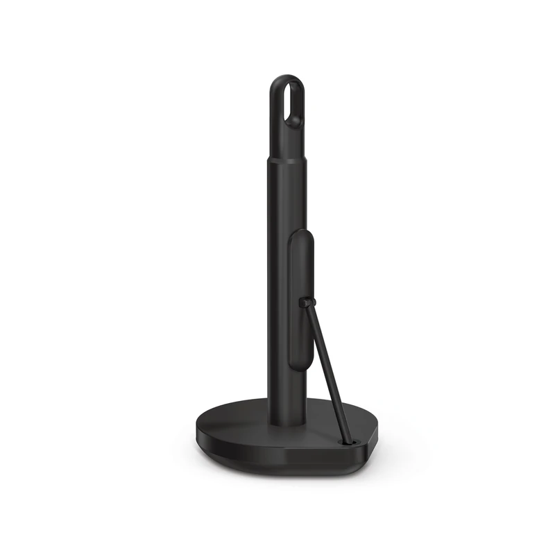 simplehuman Tension Arm Countertop Kitchen Roll Holder, Easy One-Handed Tear, Standing Weighted Base with Finger Loop, Heavy Duty, Matte Black Steel - Image 1