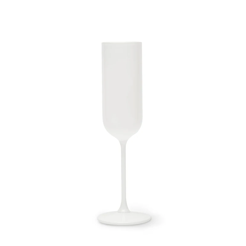Excelsa Nordic Set of 6 White Flutes, Sprayed Glass, Capacity 210 ml