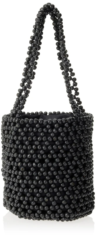 NALLY Women's Beaded Bucket Shoulder Bag, Black, One Size