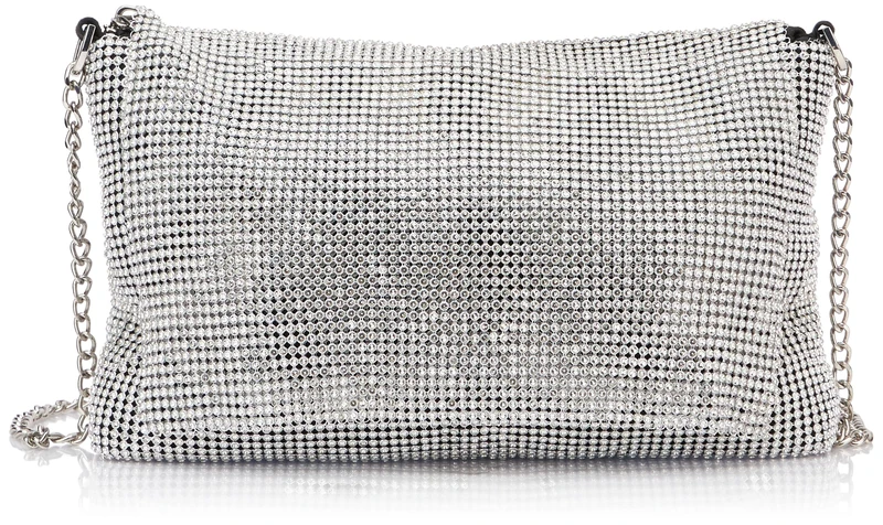 NAEMI Women Abendtasche Clutch, Silver, One Size