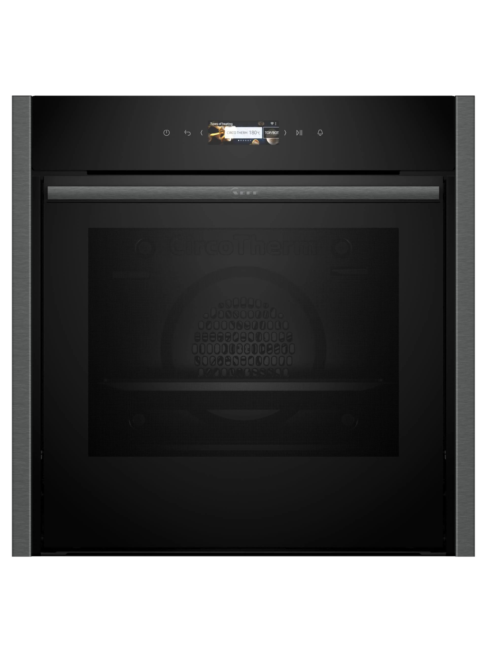 NEFF N70 B54CR71G0B Slide and Hide Single Oven with Pyrolytic Self Cleaning, CircoTherm, 3.7" Full Touch Display, Soft Open, Integrated, 60 x 60cm, Graphite Grey