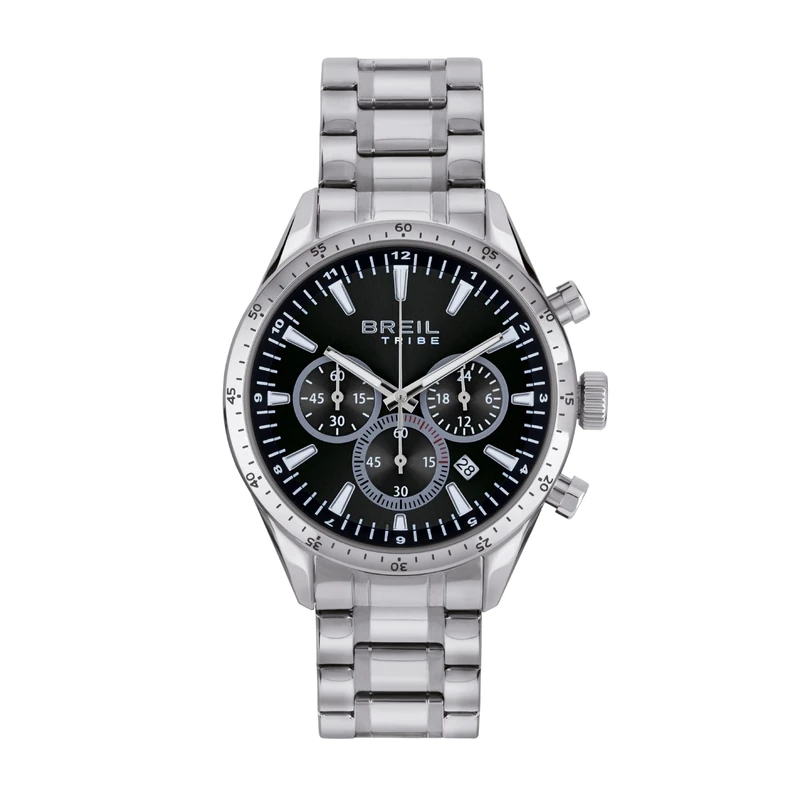 Breil JATO Men's Chronograph Watch with Stainless Steel Strap, Water Resistance: 5 Bar, Case Diameter: 42 mm, EW0655, Silver, Modern