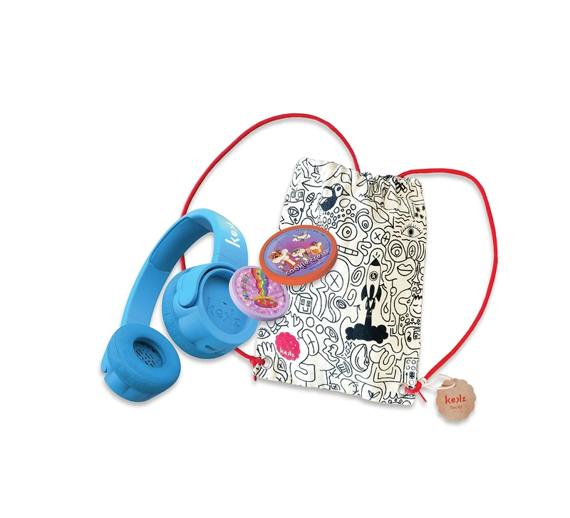 Kekz Starter Set Premium Blue: Biscuit Earphones Including Cookie Crew Radio Play & Wunderkekz, Exclusive to Amazon Collection Bag (Headphones for Children, Travel Headphones for on the Go