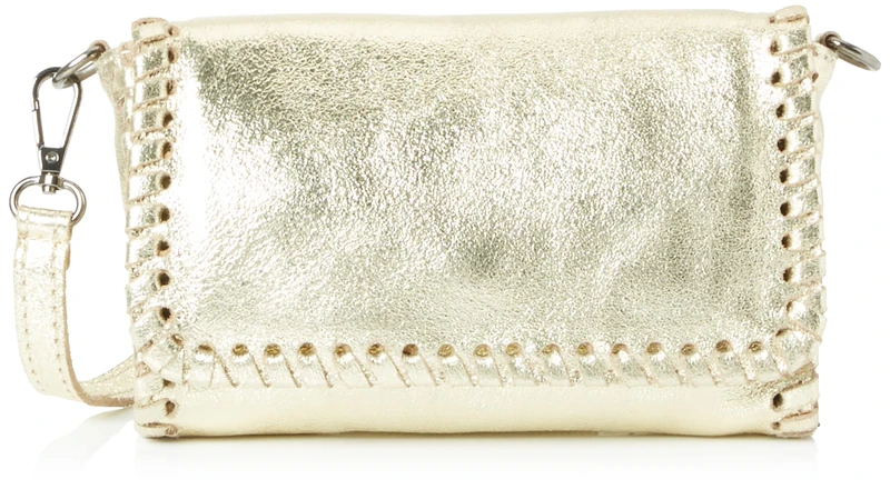 aleva Women's Metallic Leather Handbag Shopper, Gold, One Size