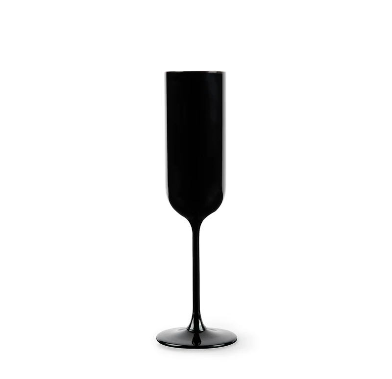 Excelsa Nordic Set of 6 Black Flutes, Spray Glass, Capacity 210 ml