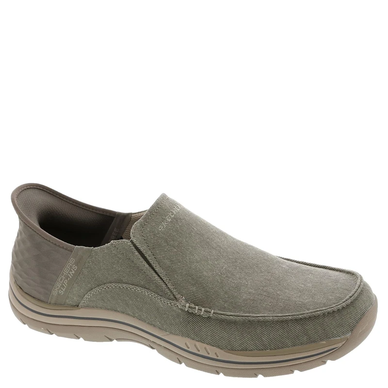 Skechers Men's Expected-Cayson Moc Toe Canvas Slip-Ins, Beige, 7.5 UK - Image 1