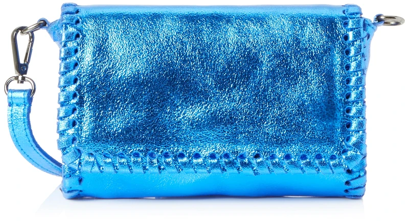 aleva Women's Metallic Leather Handbag Shopper, Blue, One Size
