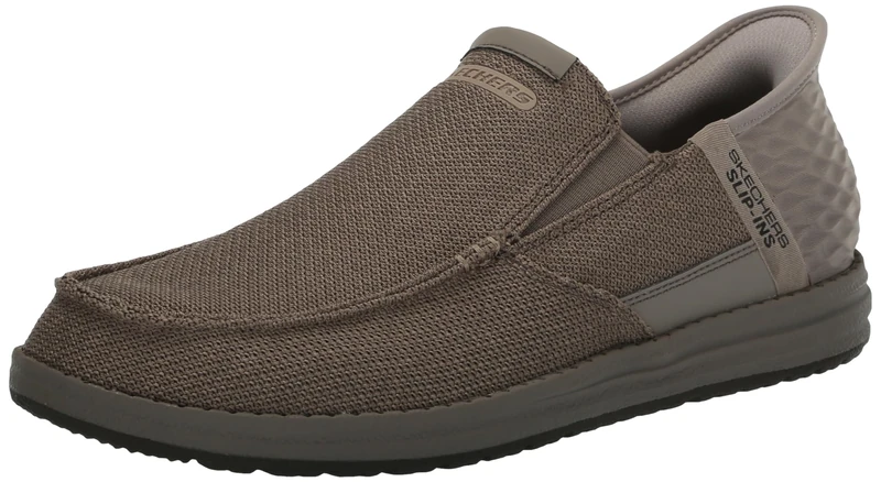 Skechers Men's Melson-Bentin 210596 Moc Toe Casual Slip-Ins, Beige, 8.5 UK