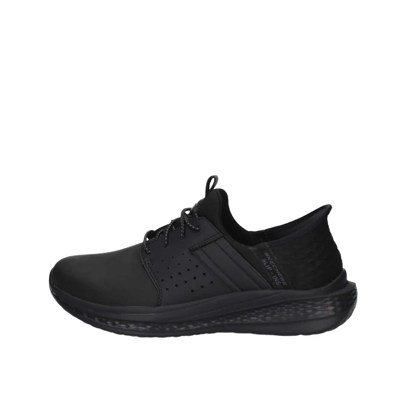 Skechers Men's Slade Zachary Slip-On Sneakers, Black Mesh/Leather, 10 UK