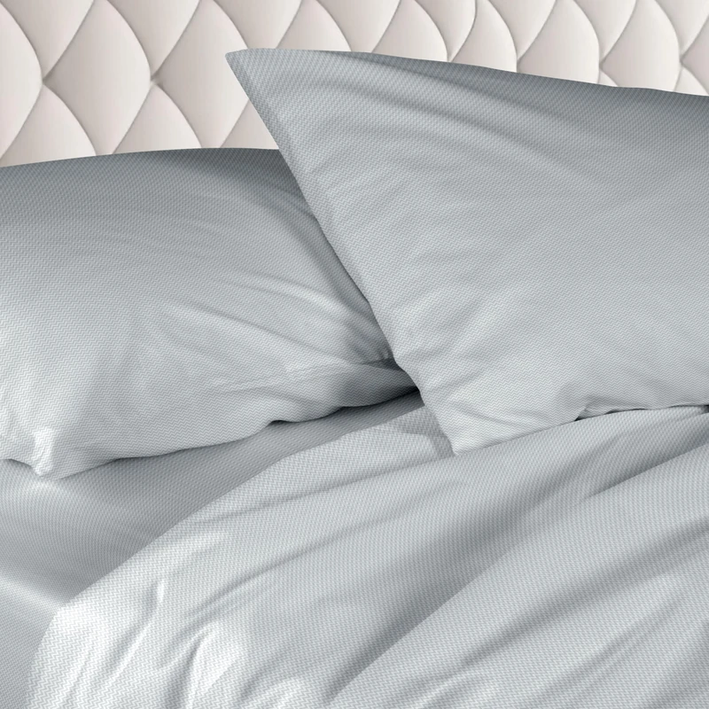 Ruggeri - Double Bed Sheet Set - Made in Italy - 100% Pure Cotton Satin - Candies Collection (Grey Zigzag)