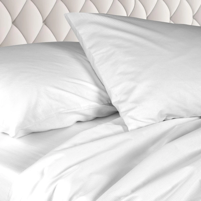 Ruggeri - Double Bed Sheet Set - Made in Italy - 100% Pure Cotton Satin - Candies Collection (White Zigzag)