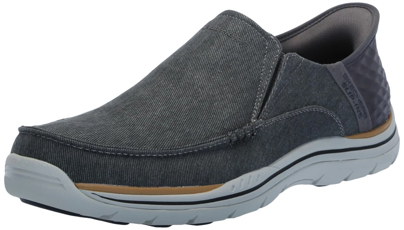 Skechers Men's Expected-Cayson Moc Toe Canvas Slip-Ins, Grey, 9 UK