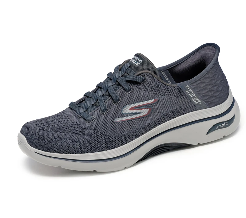 Skechers Men's Go Walk Arch Fit 2.0 Grand Select 2 Sneaker, Charcoal and Red Textile, 11 UK