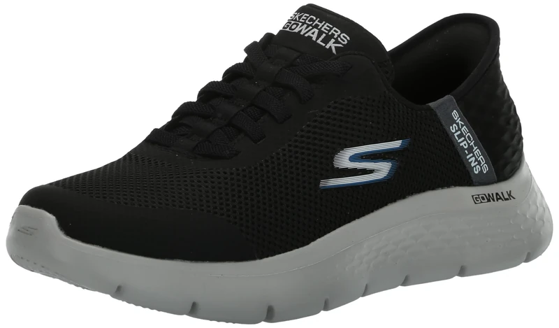 Skechers Men's Go Walk Flex Hands Free Slip-ins Sneaker, Black Grey, 8.5 UK