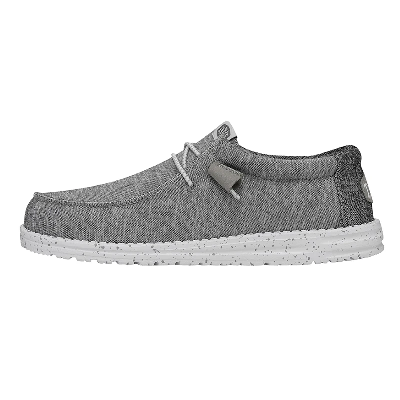 HEYDUDE Men's Wally Sport Knit - Casual Slip-On Shoes - Moccasin Style, Grey, 10 UK