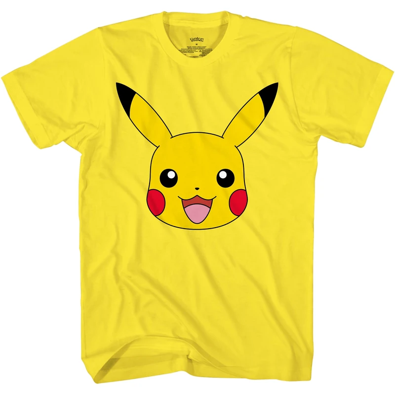 Pokemon Big Face Charmander Pikachu Squirtle Bulbasaur Psyduck Snorlax Adult T-Shirt, Yellow, Medium - Image 1