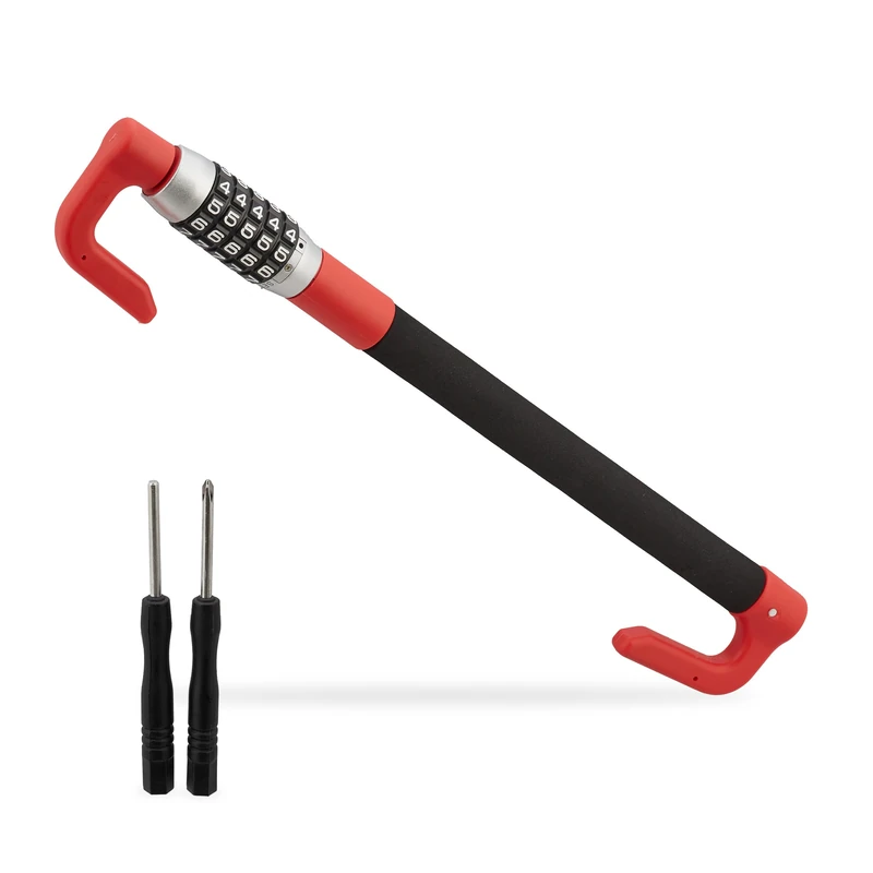 Relaxdays Steering Wheel Lock, 5-Digit Combination, Immobiliser, Adjusting Anti-Theft Device, 4 x 53 x 9.5 cm, Black/Red - Image 1
