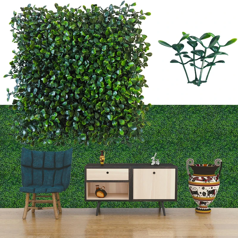 ODTORY Artificial Grass Wall Panel Backdrop,10 X 10 in 24P(16.8 sqft) UV-Anti Greenery Boxwood Panels for Indoor Outdoor Green Wall Decor & Ivy Fence Covering Privacy