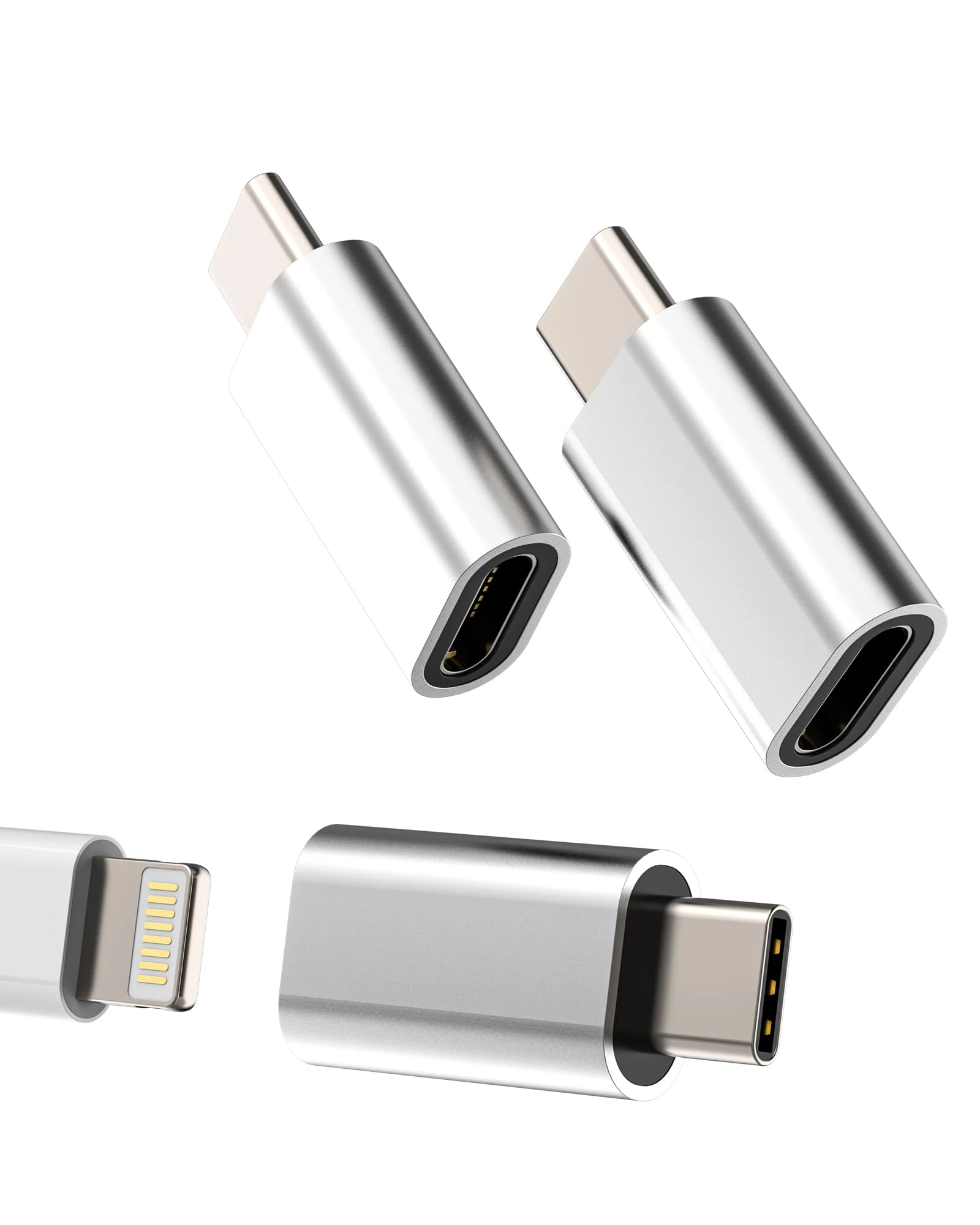 Lightning to USB C for iPhone16 15 Pro Max Charging Adapter (3 Pack) for Apple iPad Air4 compatible for Samsung Charger Female Cable Type C Male Adaptor Connector Charge Port Data Android Converter