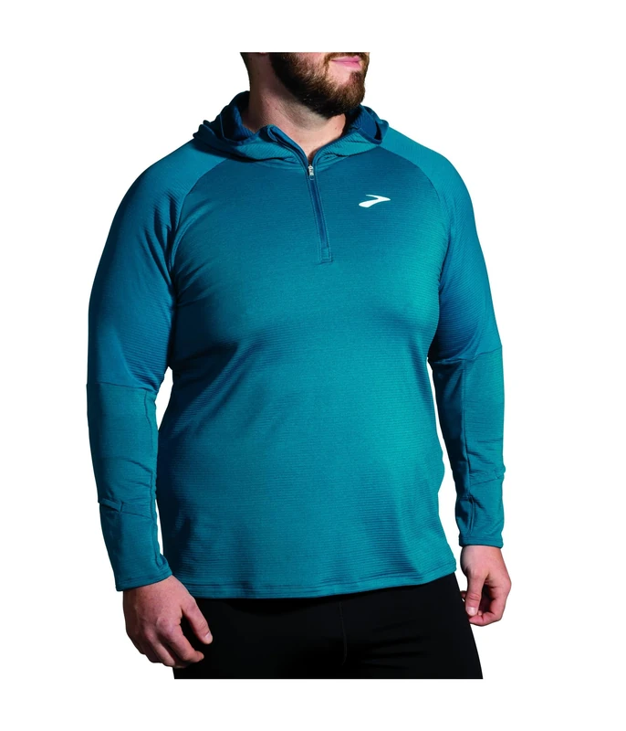 BROOKS 211402421 Notch Thermal Hoodie 2.0 Sweatshirt Men's Htr Dk Ocean/Dk Ocean Size 35