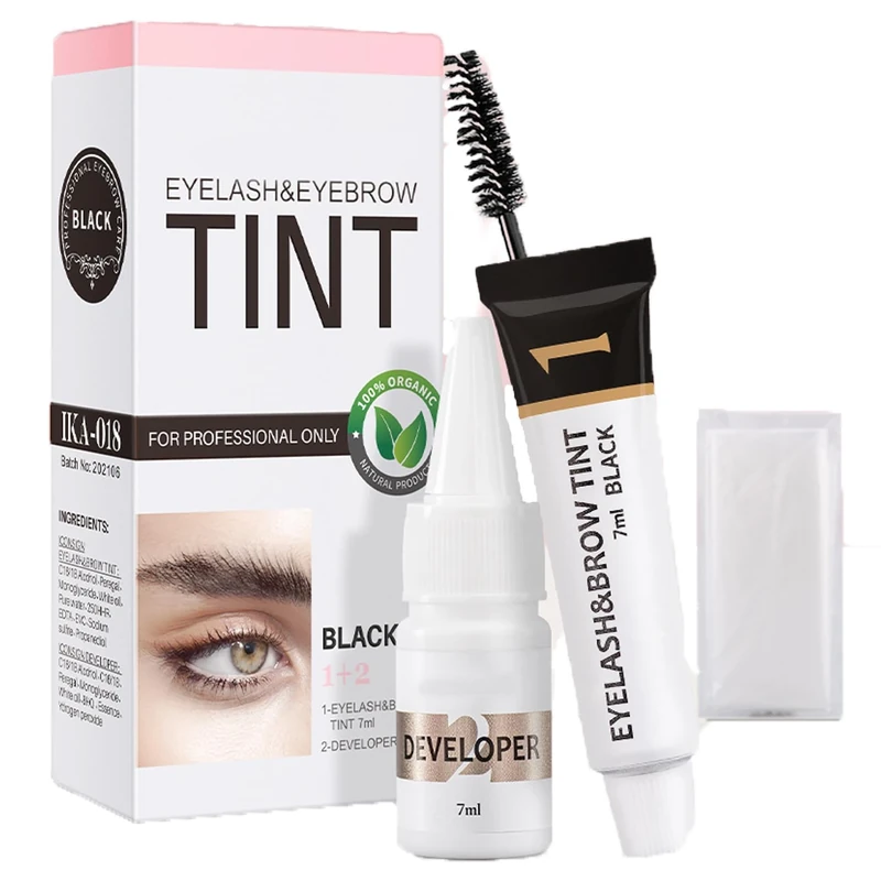 DMQ Eyebrow Tint Kit, Black Eyebrow and Eyelash Tint, Eye Brow Dye, Instant Color-Last 8 Week, Full Brows, Mild Formula, Waterproof, Sensitive Skin Friendly, EYEBROW_COLOR, 14 millilitre