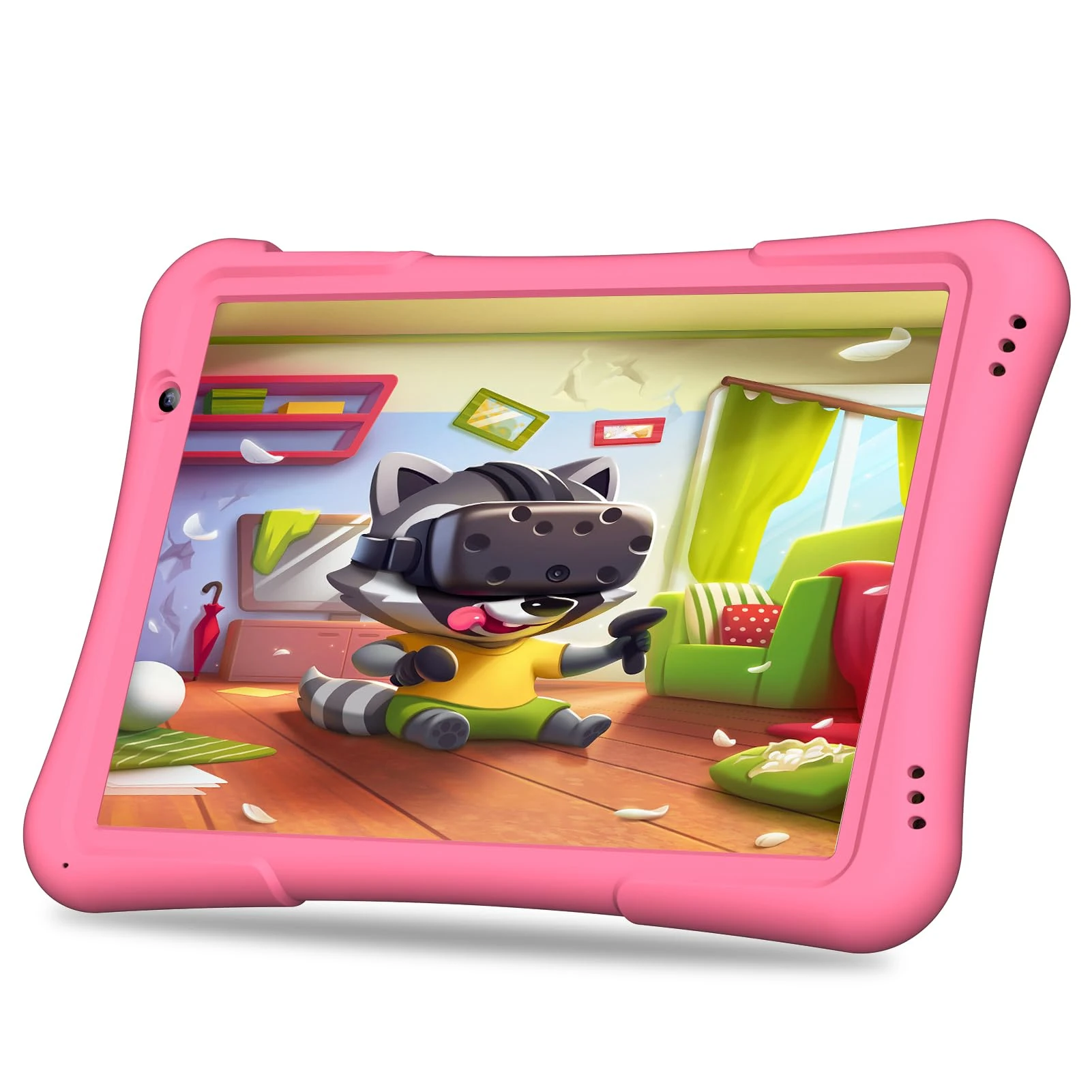 PRITOM 10 inch Kids Tablet Android Tabletas 4GB, 32GB, Quad-Core, 6000mAh, Large HD IPS Display, WiFi 6, Dual Camera, Bluetooth, Toddler Tablet with Case for Kids Age 3+, Pink