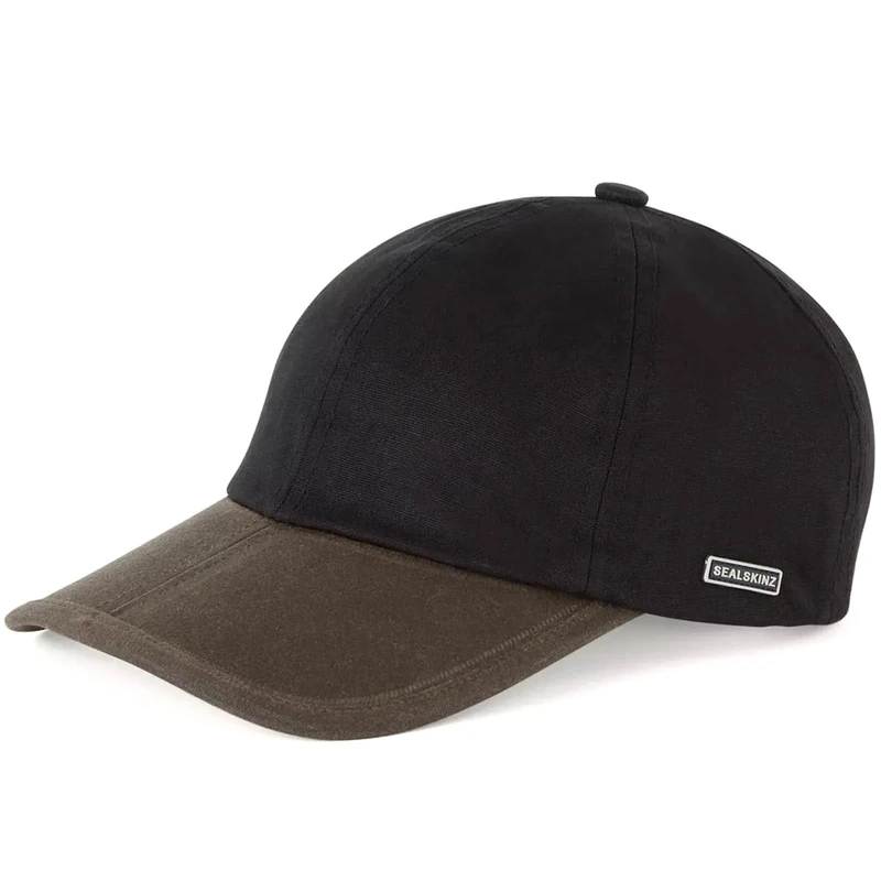 SEALSKINZ | Marham Waterproof Oiled Canvas Unisex Cap Hat | Two-Tone Outdoor Hat | All-Weather Protection Black