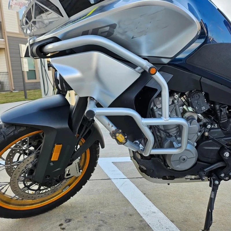 Midimttop Engine Highway Pegs,Steel Motorcycle Engine Crash Bar Guard Bumper Silver Fits for CFMOTO CF MOTO 800MT 800 MT Accessories 2021 2022 2023 2024 (Silver)