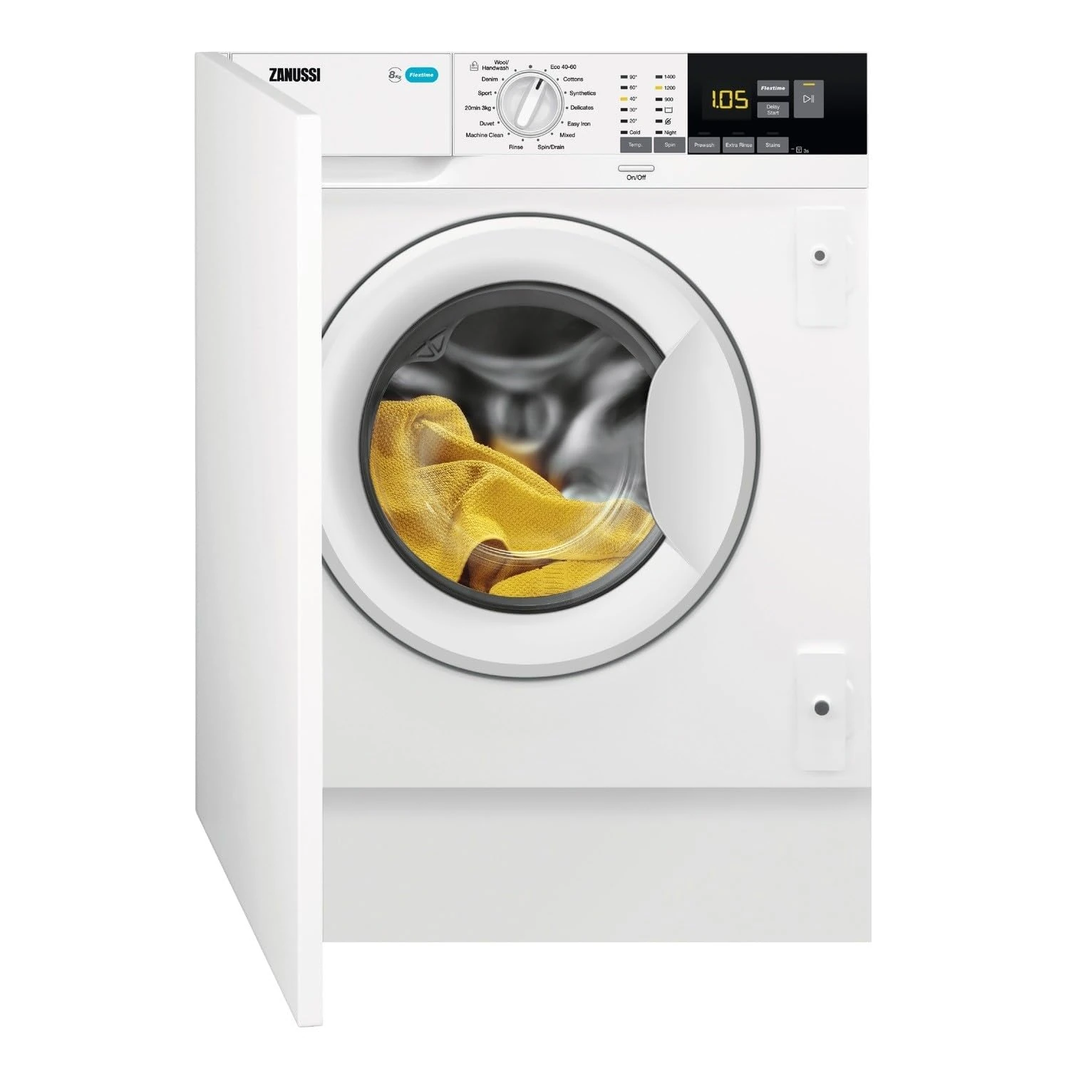 Zanussi 8kg 1400rpm Integrated Washing Machine - White, (ZW84PCBI)
