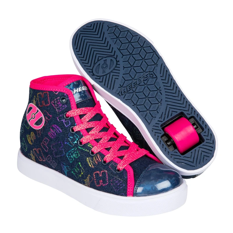 Heelys Veloz (HE101564), Blue Denim/Hot Pink/Rainbow, Adult 6