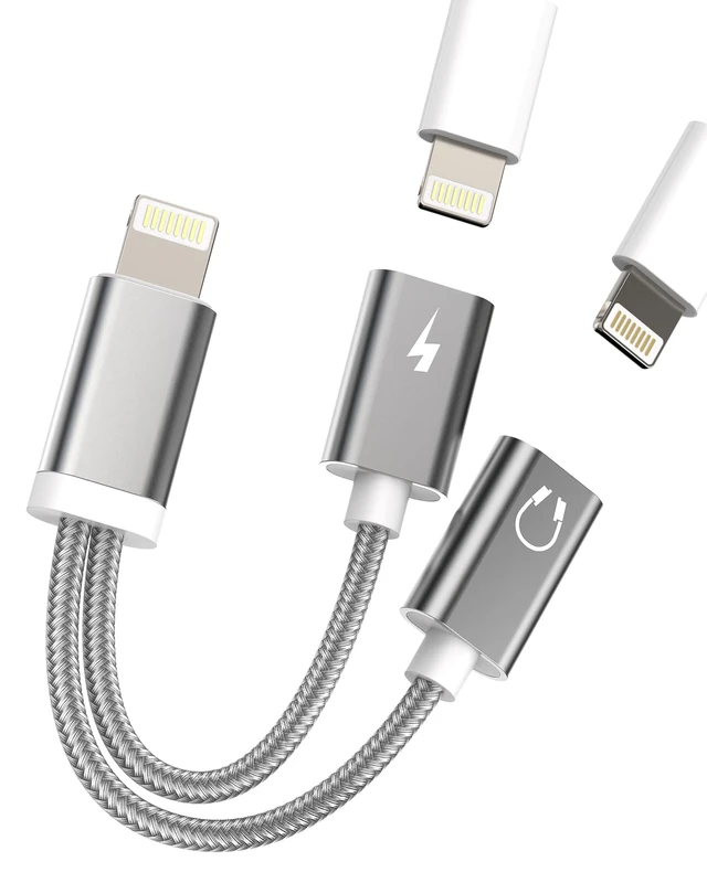 Dual Lightning Jack Splitter for Apple MFI Certified (2 in 1) for iPhone Headphone Adapter Charge Aux Dongle Cable Charging Earphone Audio Connector for 14 13 12 11 Pro Max X 7 8 Plus for iPad Charger