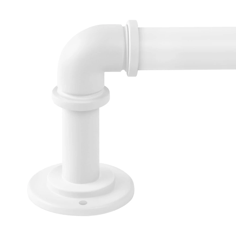 OLV White Industrial Curtain Rods for Windows 72 to 144 Inch(6 to 12 Feet), 1 Inch Diameter Blackout Wrap Around Adjustable Heavy Duty Window Drapery Rods, Indoor and Outdoor