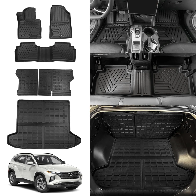 Rongtaod Floor Mats Compatible with 2022 2023 2024 2025 Hyundai Tucson Upgrade Cargo Mat Trunk Mat Cargo Liner Back Seat Cover Protector Tucson Accessories (Backrest Mats+Trunk mat+Floor Mats)