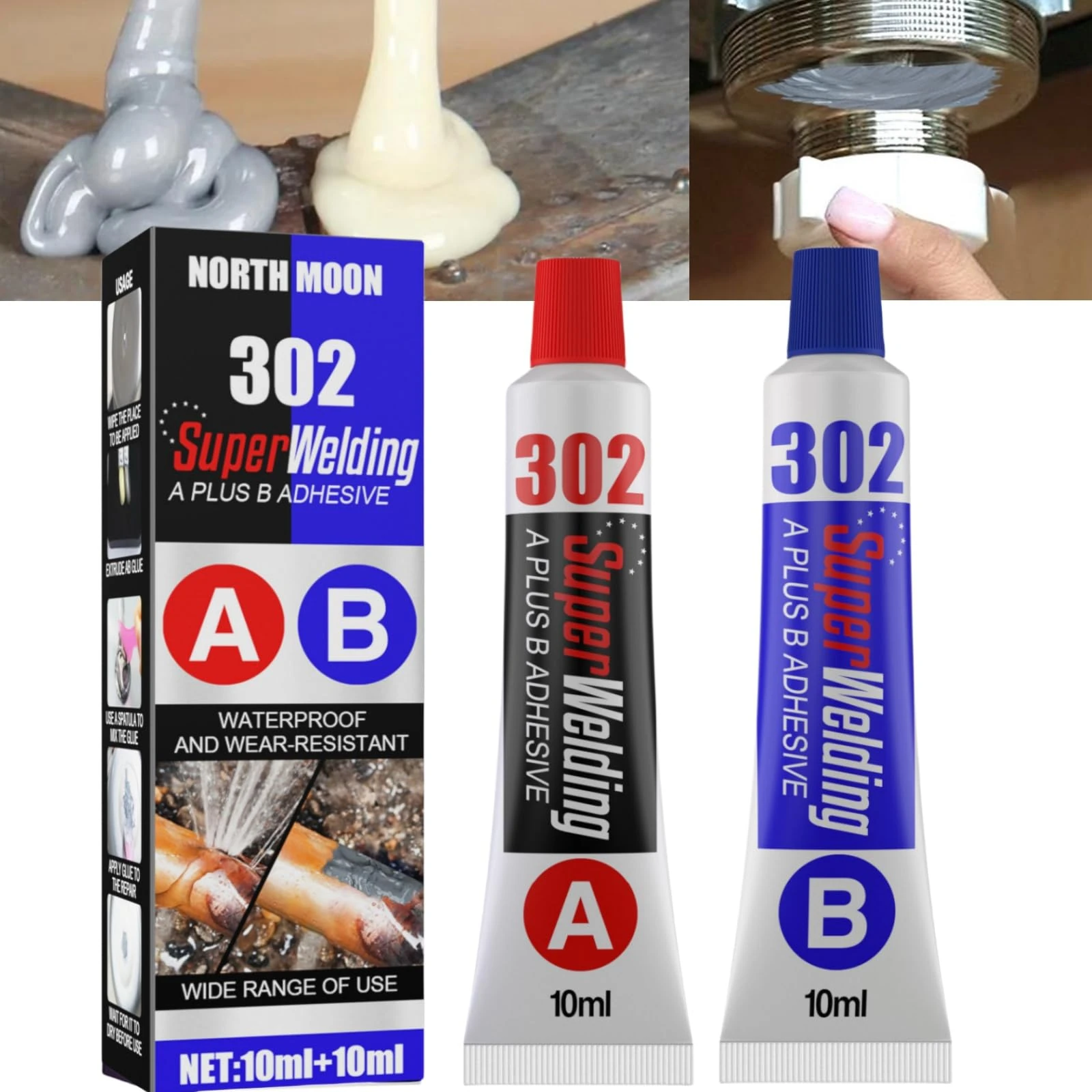 Strong AB Liquid Metal Weld Paste - All Purpose Repair Glue, Industrial Heat Resistance, 20ML