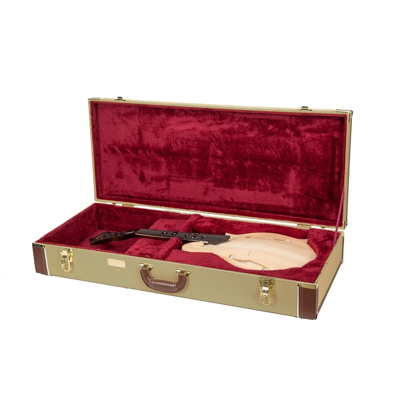 Crossrock Hard-Shell Wooden Case fits F-Style Mandola-Stainless Steel Latches, Sponge Lining, Metal Feet, Storage Space-Vinyl Tweed (CRW620MLTW-R)