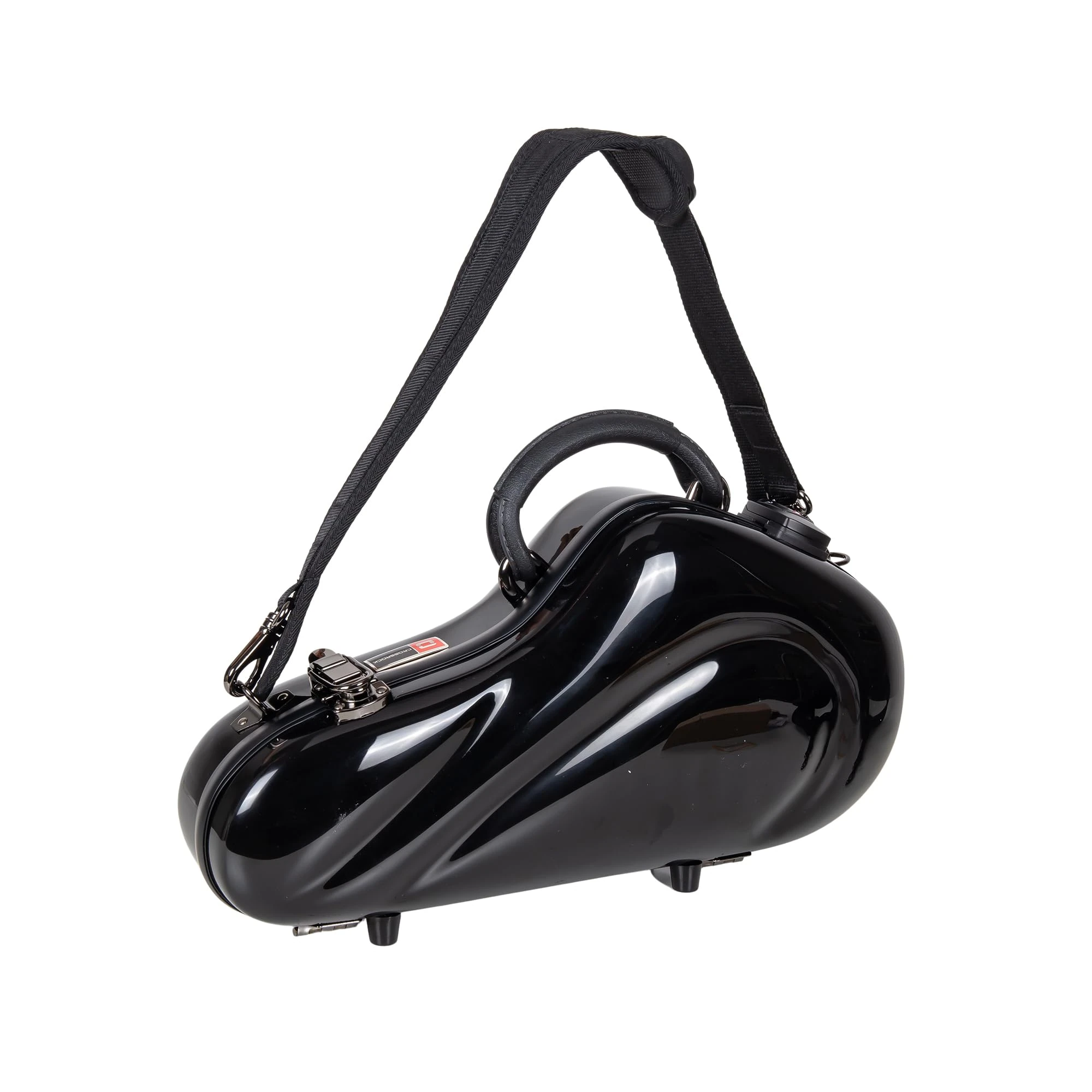 Crossrock Fibreglass Curved Soprano Saxophone Case | TSA Lock, Gloss Black Shell, Compact Contoured Fit, Backpack Straps – Fashion-Functional Gig Case -Black (CRF1020CSBK)