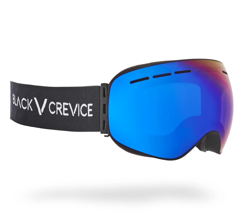 Black Crevice Ski Goggles with Spherical Lenses Black/Blue Revo
