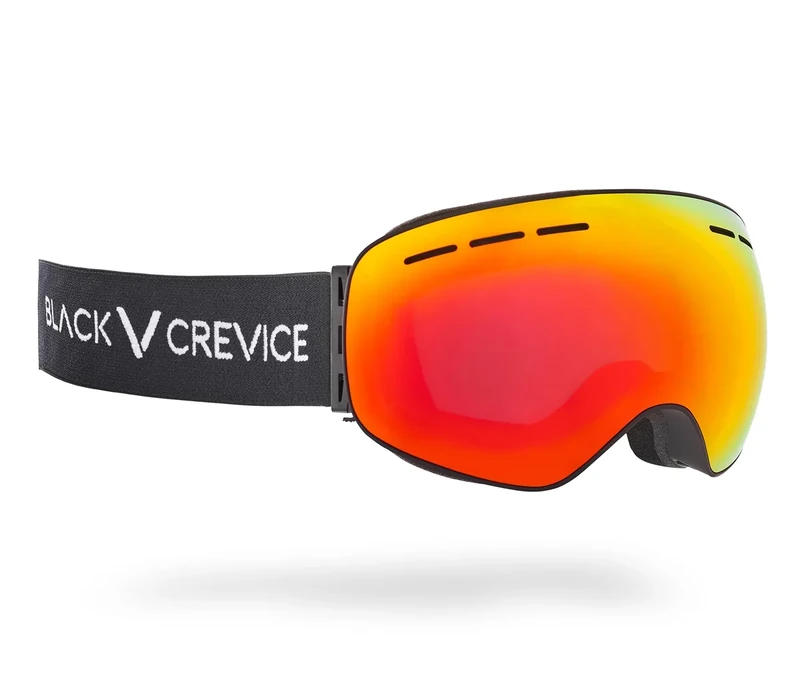 Black Crevice Ski Goggles with Spherical Lenses Black/Red Revo