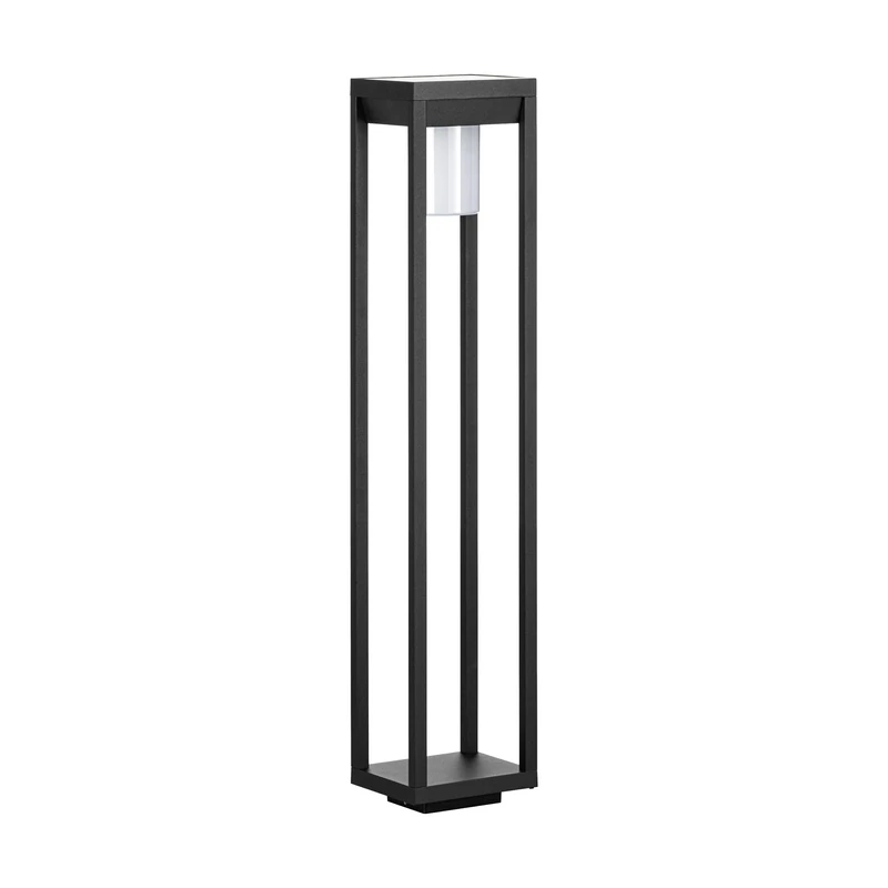 Eglo LED Outdoor Floor lamp Martano, Outside Post Light with Motion Detector, Solar-Powered External Lighting for Pathway, Garden and Terrace, Black Aluminium and White Plastic, IP44