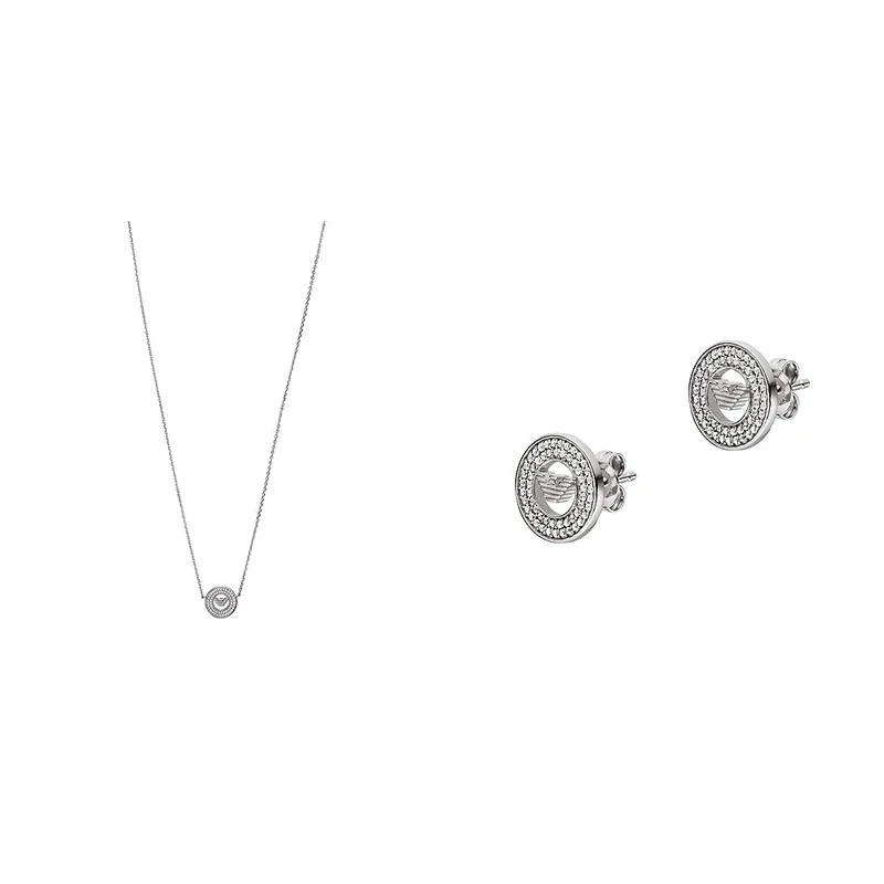 Emporio Armani Women's Pendant Necklace and Stud Earrings - Sterling Silver
