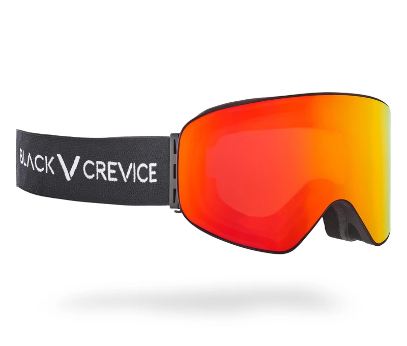 Black Crevice Ski Goggles with Cylindrical Lenses Black/Red Revo