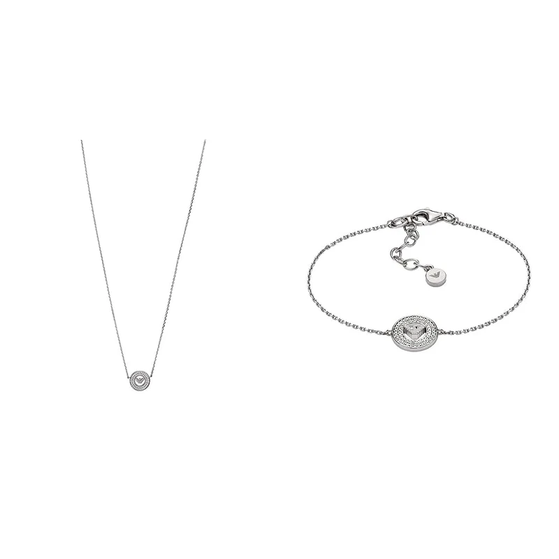 Emporio Armani Women's Pendant Necklace and Components Bracelet - Sterling Silver