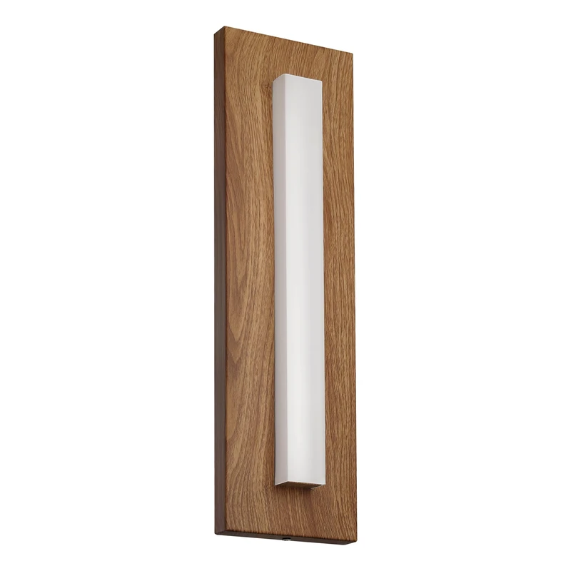 Eglo LED Outdoor Wall Light Fixture Bitetto, External Porch Lighting, Rectangular Outside Spotlight, Flat façade lamp, Wooden Effect Metal, Warm White, IP44
