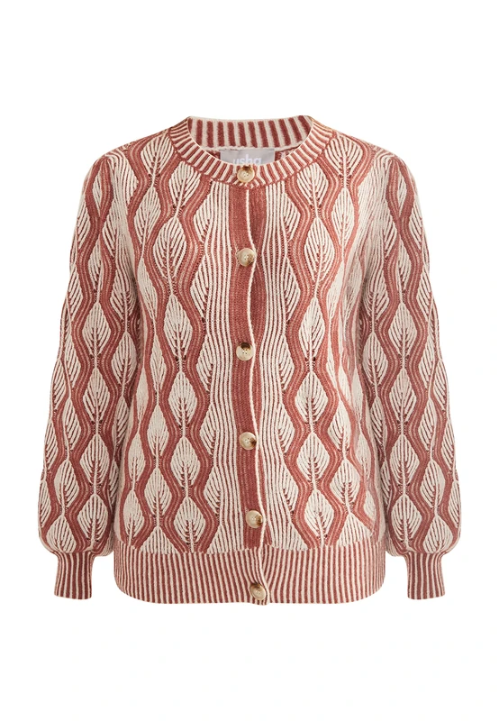 ALARY Women's Cardigan Sweater, Wool White Dusky Pink, M/L
