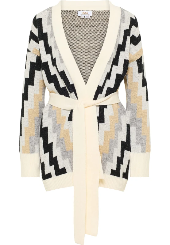 ALARY Women's Open Knitted Cardigan 15525118-AL01, Wool White, Multicoloured, XL/XXL, Wool White, Multi-Coloured, XL/XXL