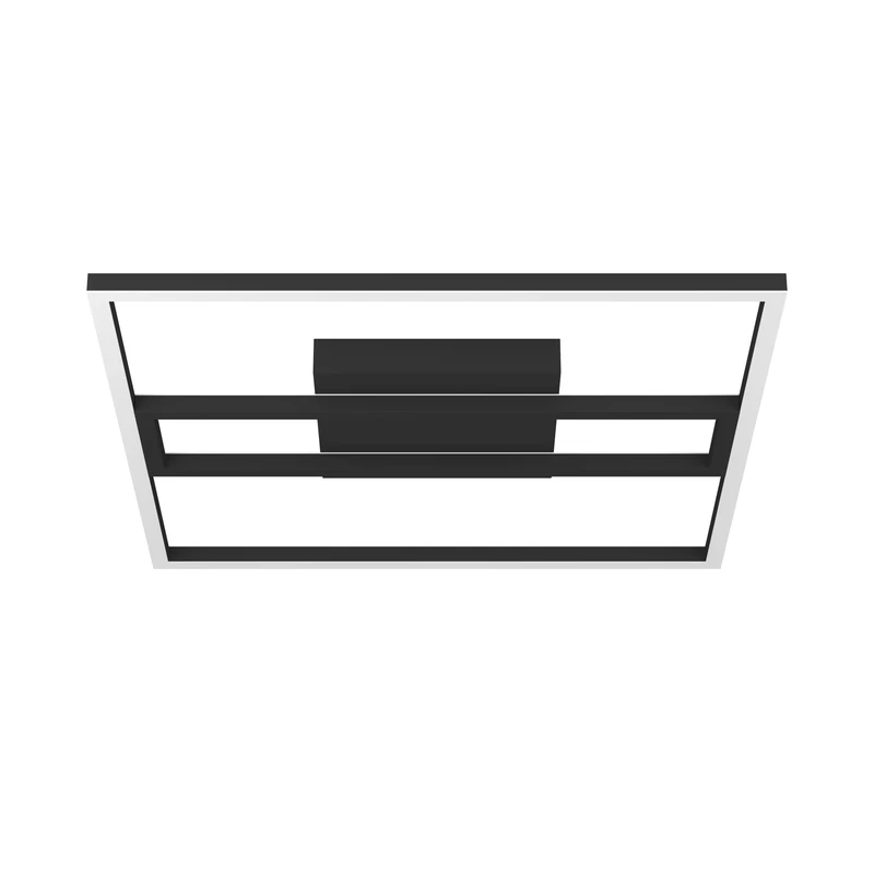 Eglo Connect.z Smart Home LED Ceiling Light Fixture Calagrano-Z, ZigBee, App and Voice Control Alexa, Warm White-Cool White, RGB Backlight, dimmable Black Metal lamp, 18x18 in