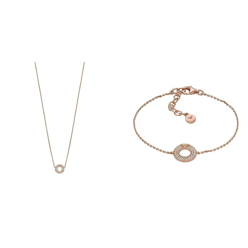 Emporio Armani Women's Pendant Necklace and Components Bracelet - Rose Gold-Tone Sterling Silver