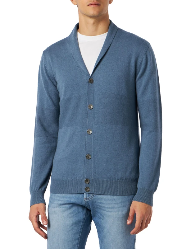 acalmar Men's Cardigan, Denim, S/M