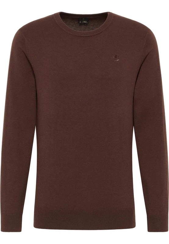 baradello Men's Basic fine Knit Jumper, Dark Brown, S