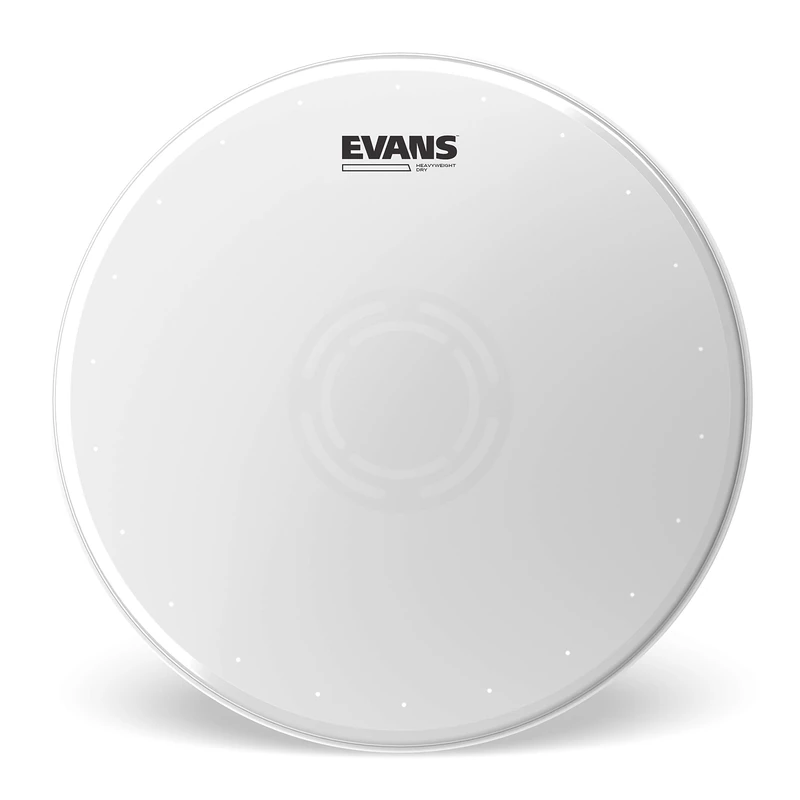 Evans Heavyweight Dry Drumhead - UV Coated Snare Drum Head - Dry Vents to Reduce Overtones, Sustain - Reverse Dot for Durability, Focus, Attack - 2 Plies of Film - Ideal for Rock, Metal - 13 Inch